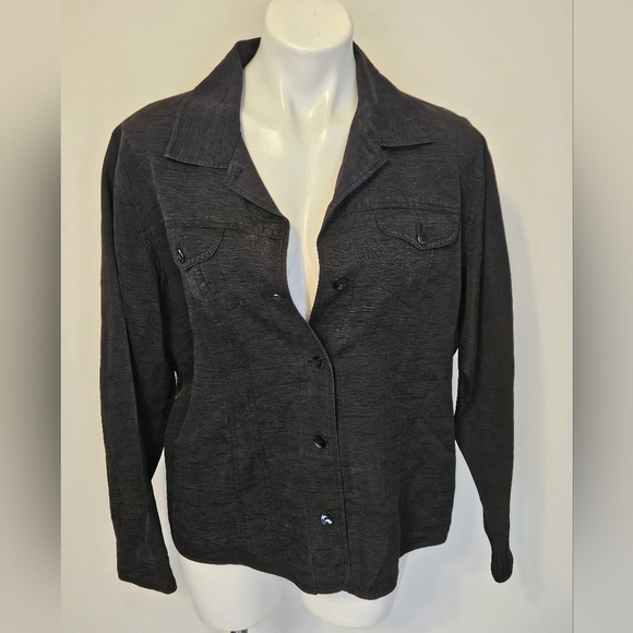 Chicos black silk linen shacket size 2 large EUC - Picture 5 of 6